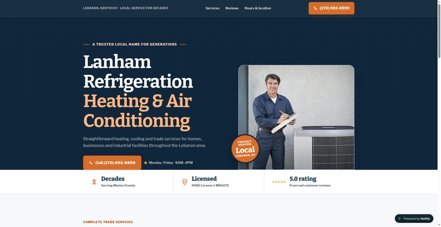 Lanham Refrigeration preview website